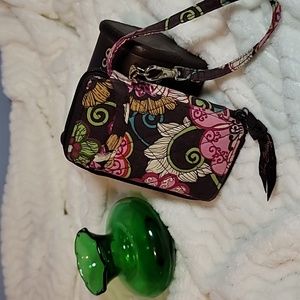 Vera Bradley Hand Wallet Brown Green Yellow  Paisley wristlet